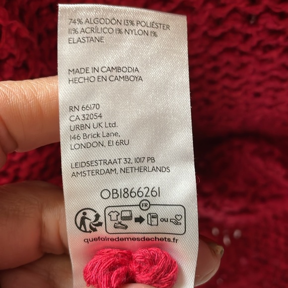 Anthropologie Pilcro Red Hoodie Sweater . XL . NEW w/ Tags - Picture 6 of 6